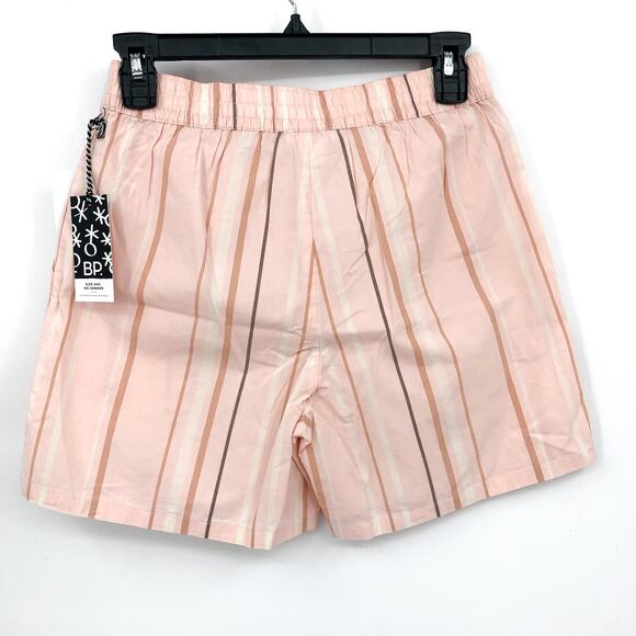 BP. Unisex Stripe Cotton Casual Short XXS Pink/Cream Elastic Waist Nordstrom NWT - Picture 5 of 11